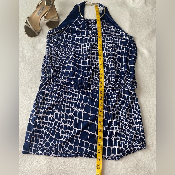 Cache navy white halter mini dress with metal choker - Picture 8 of 12